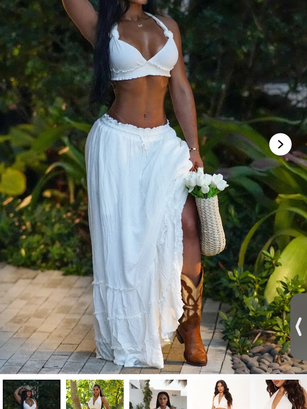 White Maxi Skirt Lightweight Tiered Boho Style